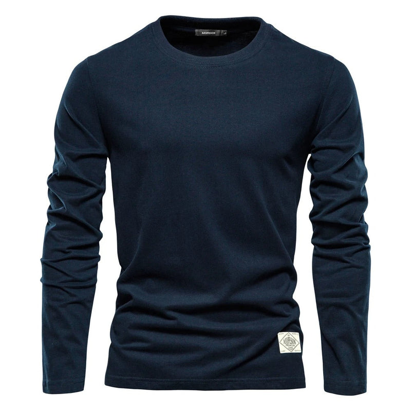 Camisa de manga larga de color sólido para hombre