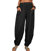 Pantalon en lin pour femme, coupe ample - Pantalon confortable et élégant pour femme