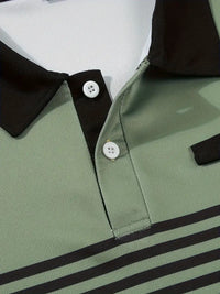 Camisa Polo Masculina - Ajuste Slim - Design Listrado - Manga Curta para Uso Casual