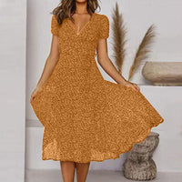 Robe d'été élégante avec col en V flatteur
