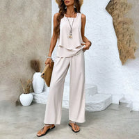 Top et pantalon large d'été pour femmes - Ensemble 2 pièces pour un look élégant