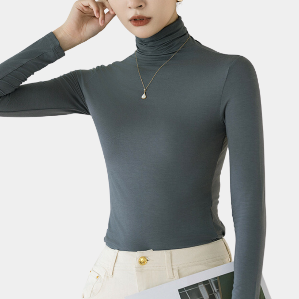Elégant top à col montant pour femmes - Col roulé tendance et élégant