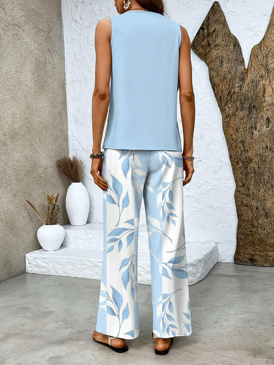 Top et pantalon large d'été pour femmes - Ensemble 2 pièces pour un look élégant
