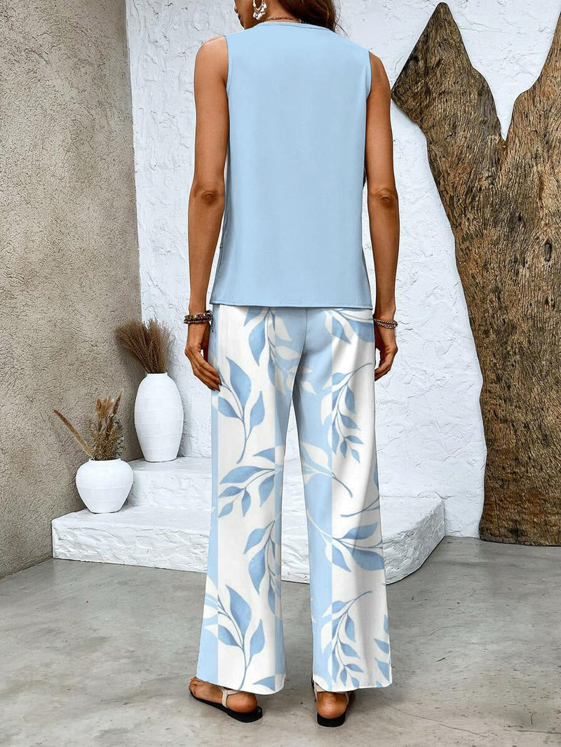 Top et pantalon large d'été pour femmes - Ensemble 2 pièces pour un look élégant