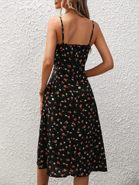 Robe d'été légère et élégante avec imprimé à pois ludique et bretelles spaghetti confortables