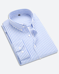 Camisole pour homme - Manga larga - Corte clásico - Rayas - Puños de botones - Formalidad empresarial