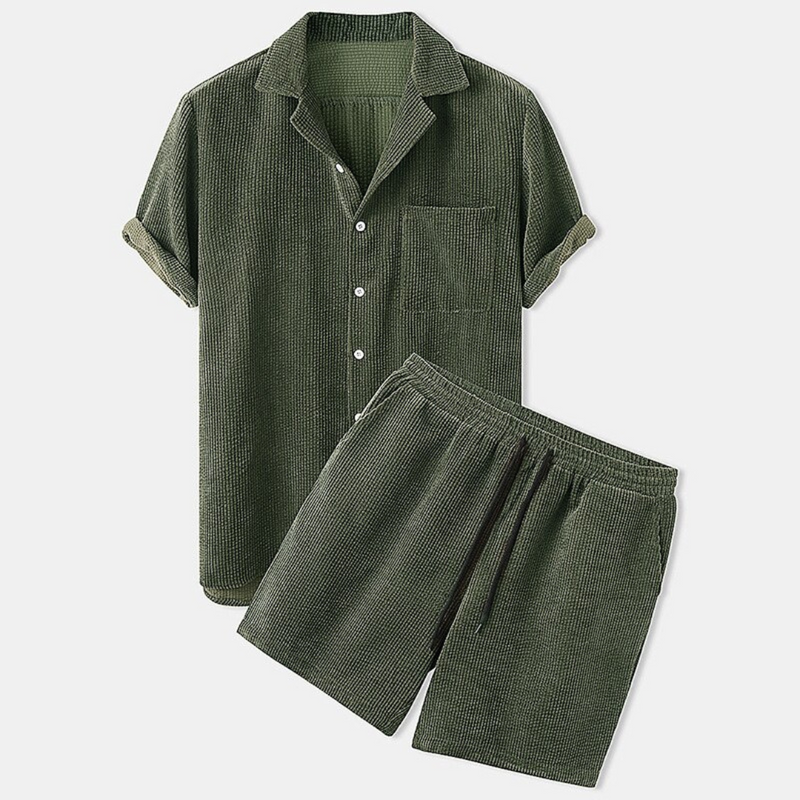 Ensemble d'été en coton de luxe pour hommes - Polo élégant pour un look stylé