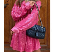 Blouse à paillettes oversize pour femmes - Chemise glamour scintillante