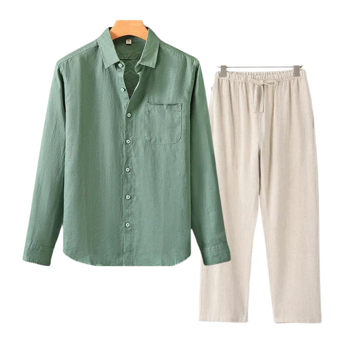 Ian | Combinaison élégante de lin et de manches longues pour un look élégant