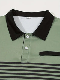 Camisa Polo Masculina - Ajuste Slim - Design Listrado - Manga Curta para Uso Casual