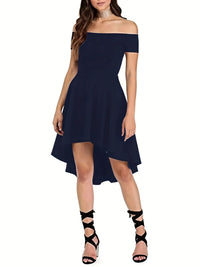 Robe longue asymétrique à épaules dénudées pour femmes