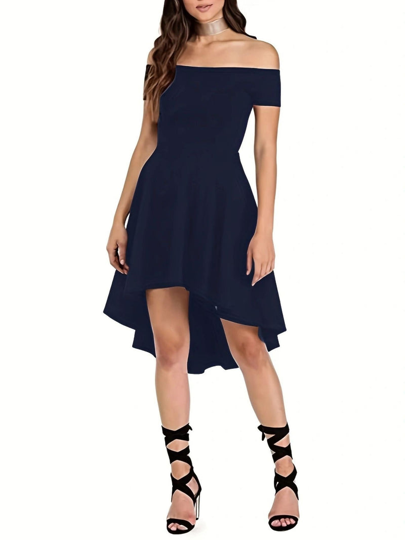 Robe longue asymétrique à épaules dénudées pour femmes
