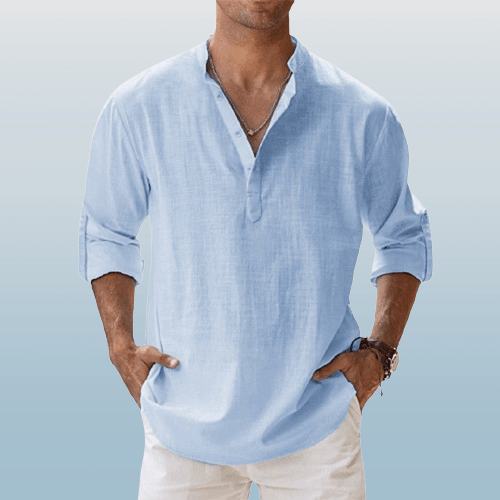 Chemise Henley pour hommes en cuir de lin - Forme allongée, coupe ajustée pour un style plus léger