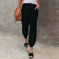 Pantalon léger et décontracté pour femmes avec ceinture élastique confortable - matière respirante et poches pratiques pour un confort quotidien