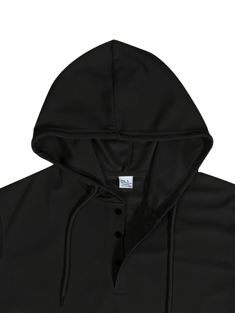 Ensemble de survêtement pour hommes - Hoodie à col boutonné - Mancherons côtelés - Pantalons de jogging avec cordon de serrage