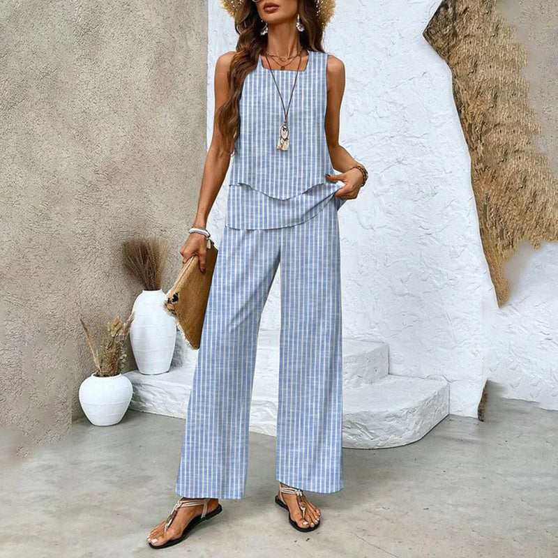 Top et pantalon large d'été pour femmes - Ensemble 2 pièces pour un look élégant