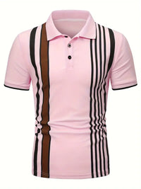 Polo Slim Fit à manches courtes pour hommes, avec un col classique et un motif à rayures verticales stylisé