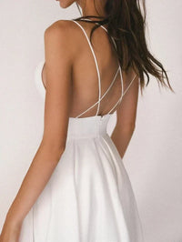 Robe Fendue pour Femmes - Dos Croisé Élégant - Bustier Sans Manches - Jupe Mi-Longue Fluide