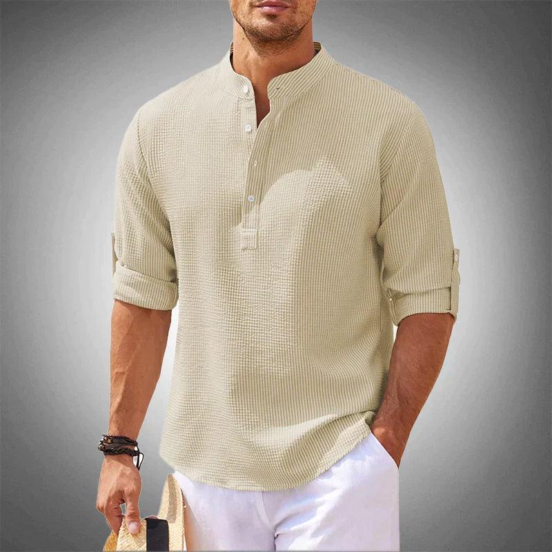 Chemise décontractée pour hommes à col mandarin ultralégère