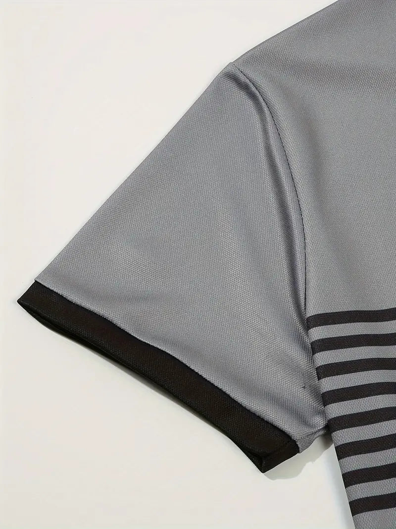 Camisa Polo Masculina - Ajuste Slim - Design Listrado - Manga Curta para Uso Casual