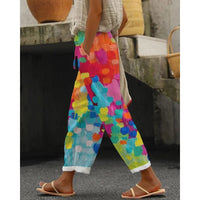 Élégant pantalon décontracté pour femmes avec un imprimé floral accrocheur - un vêtement d'intérieur confortable et aéré pour tous les jours