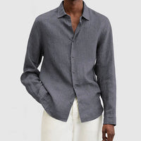 Chemise décontractée pour hommes à manches longues en coton léger, coupe relaxée, style décontracté