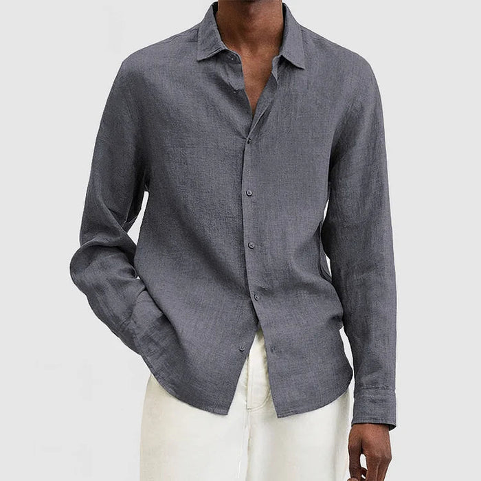 Chemise décontractée pour hommes à manches longues en coton léger, coupe relaxée, style décontracté