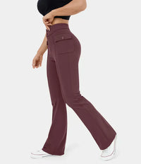 Pantalon cargo décontracté à taille haute pour femmes, élégant et pratique, avec poches boutonnées - parfait pour la vie de tous les jours
