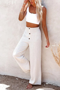 Élégant pantalon taille haute en mousseline de soie légère à jambe large pour femmes - style décontracté parfait pour tous les jours