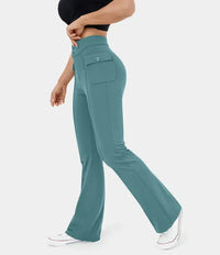 Pantalon cargo décontracté à taille haute pour femmes, élégant et pratique, avec poches boutonnées - parfait pour la vie de tous les jours