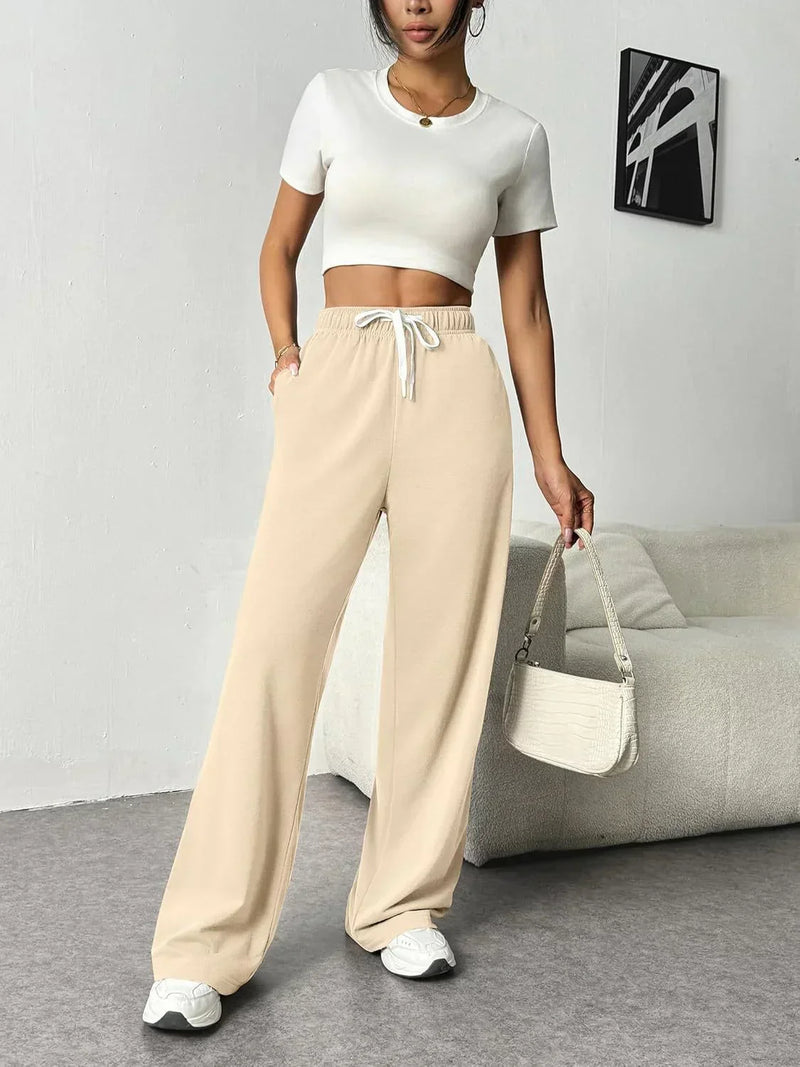 Pantalon de survêtement à jambes larges pour femmes - confort et style ultimes avec un tissu doux et extensible pour une journée décontractée et à la mode