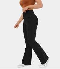 Pantalon cargo décontracté à taille haute pour femmes, élégant et pratique, avec poches boutonnées - parfait pour la vie de tous les jours
