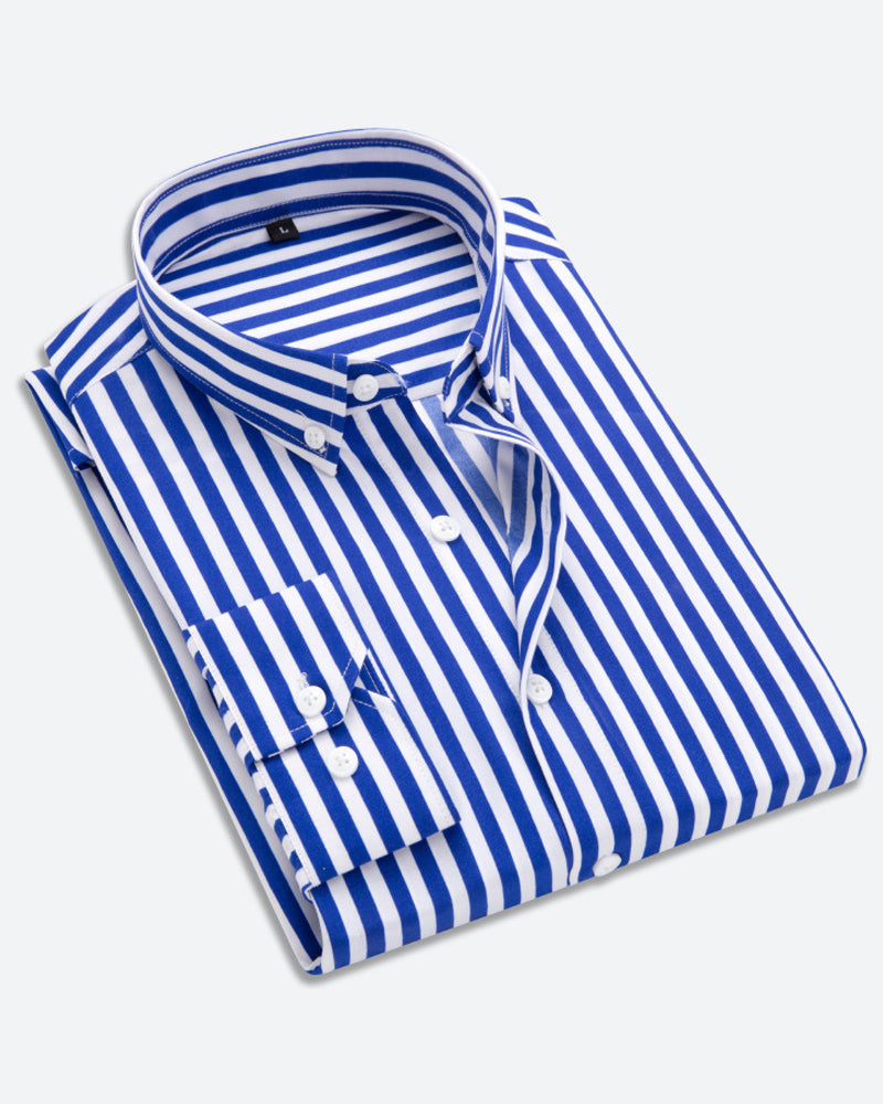 Camisole pour homme - Manga larga - Corte clásico - Rayas - Puños de botones - Formalidad empresarial