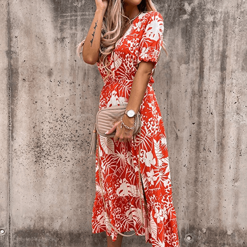 Robe d'été midi pour femmes - Légère, fluide et sans manches pour un look rafraîchissant