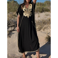 Kaftan élégant pour femmes - Couverture de plage légère et fluide à col en V pour un style estival confortable