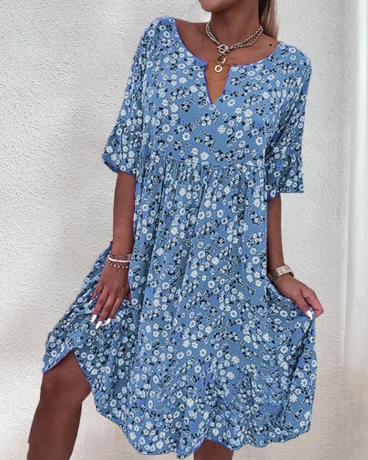 Robe Midi Fleuri pour Femmes - Élégante et Légère