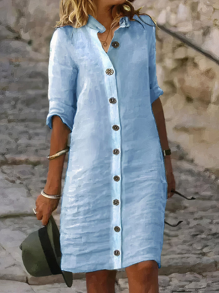 Stylish Casual Linen Midi Dress - Rena pour un look frais et confortable