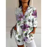 Élégante blouse à manches longues avec imprimé floral - parfaite tenue légère pour une journée décontractée