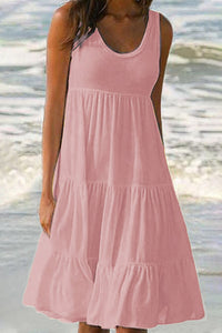 Robe chic et tendance en patchwork solide avec jupe en plusieurs couches et col rond