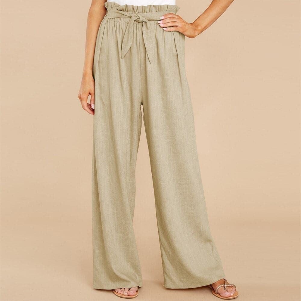 Pantalon à jambe large élégant avec ceinture souple confortable pour femmes