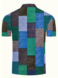 Polo à patchwork stylisé pour hommes - manches courtes - vêtements décontractés respirants