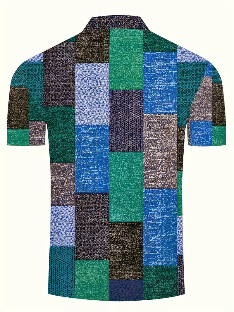Polo à patchwork stylisé pour hommes - manches courtes - vêtements décontractés respirants