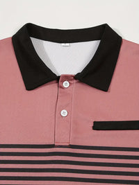 Camisa Polo Masculina - Ajuste Slim - Design Listrado - Manga Curta para Uso Casual