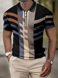 Polo élégant pour hommes avec fermeture semi-fermée et motif géométrique - Respirant et confortable