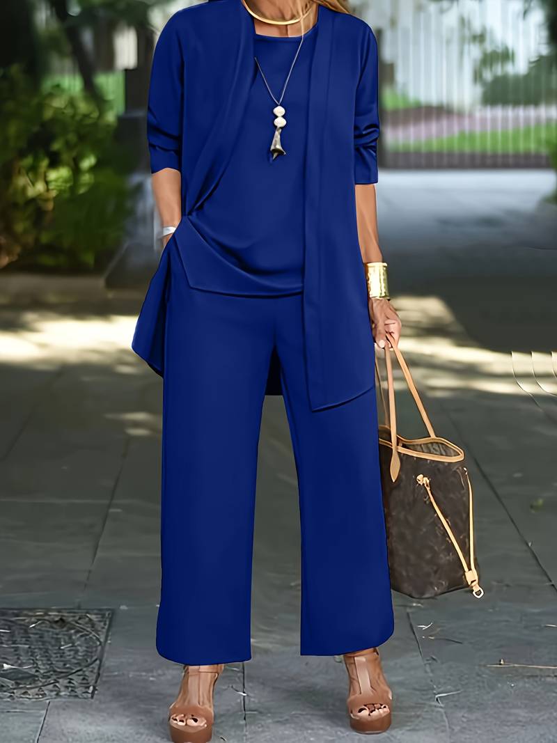Ensemble relax 2 pièces de luxe pour femmes - Top chic et pantalon large confortable
