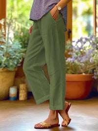 Pantalon décontracté confortable pour femme - mélange de lin respirant pour une sensation de détente ultime