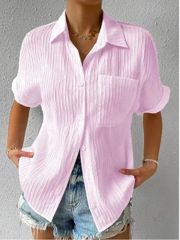Chemisier élégant à manches courtes pour femmes - Top stylé parfait pour les occasions décontractées