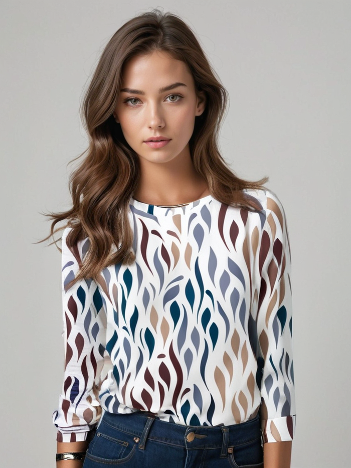 Top multicolore à bras longs pour dames - Parfait pour un style décontracté