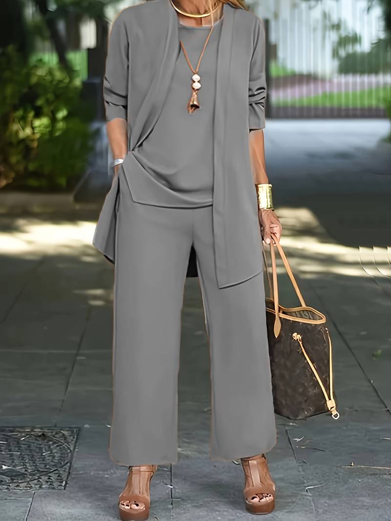 Ensemble relax 2 pièces de luxe pour femmes - Top chic et pantalon large confortable