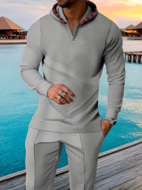 Ensemble homme en mailles texturées en velours et pantalon pour un style décontracté et tendance